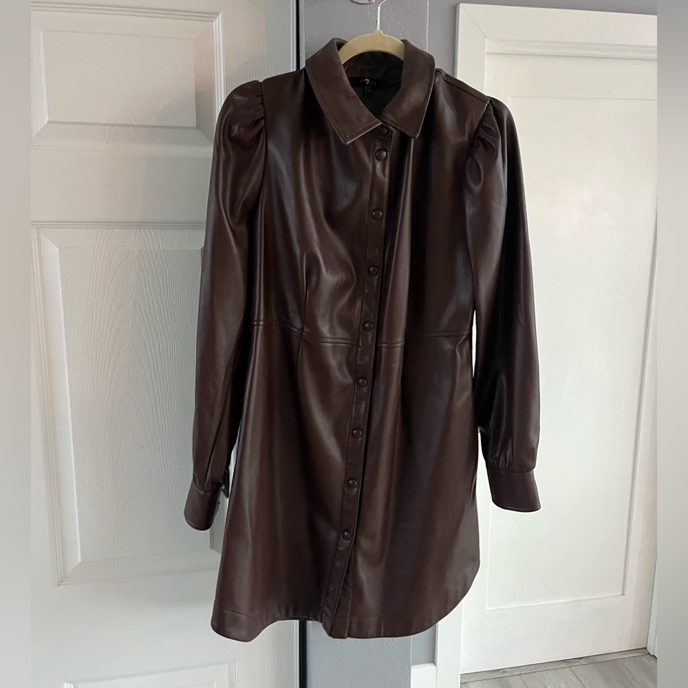 Brown Leather Dress, L, 7 For All Man Kind